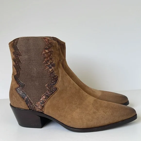 Jo Ghost Women's Sidewinder Suede Western Chelsea Boots EU 39 US 9 Italy Brown